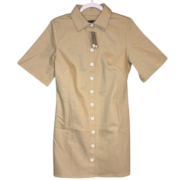 J.Crew Khaki Twill Mini Shirt Dress Size 6 NWT Neutral Preppy Workwear - Picture 5 of 8